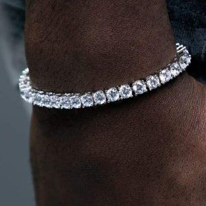 Men's 1 Row Silver 5mm Lab Diamond Tennis Bracelet